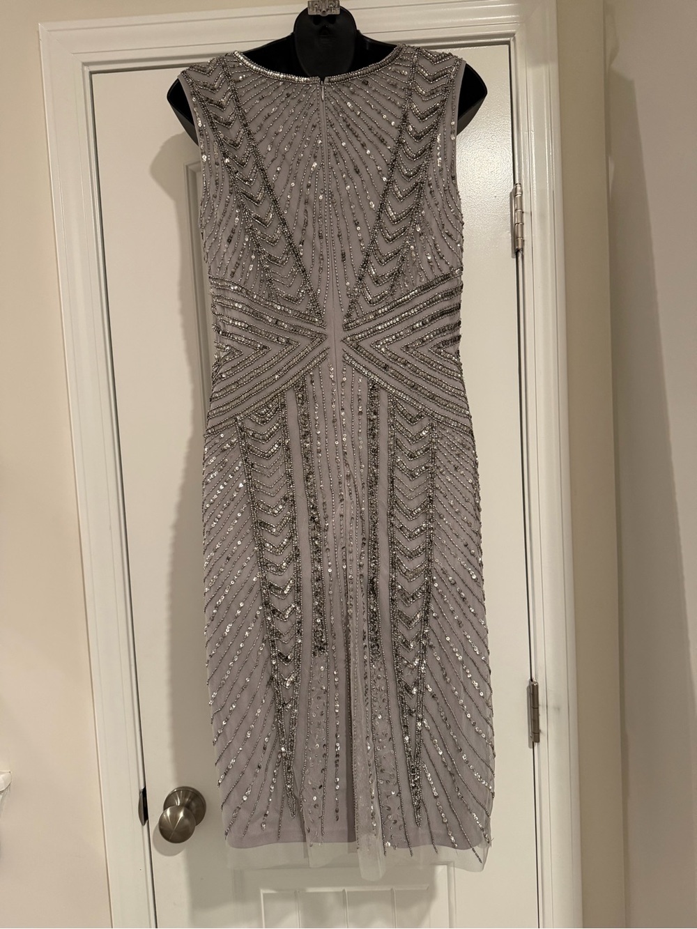 Adrianna Papell Silver Beaded Sleeveless Midi Dress - Picture 3 of 12
